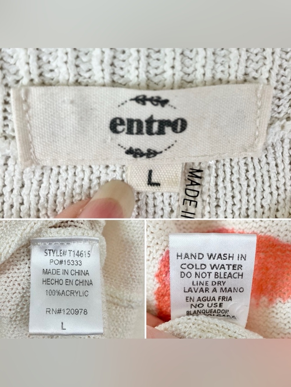 ENTRO Lip Print Lightweight Sweater L Novelty Kiss Graphic Quirky Chic Summer - Picture 5 of 9